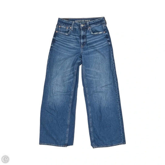 Jeans Straight By American Eagle In Blue Denim, Size: 00