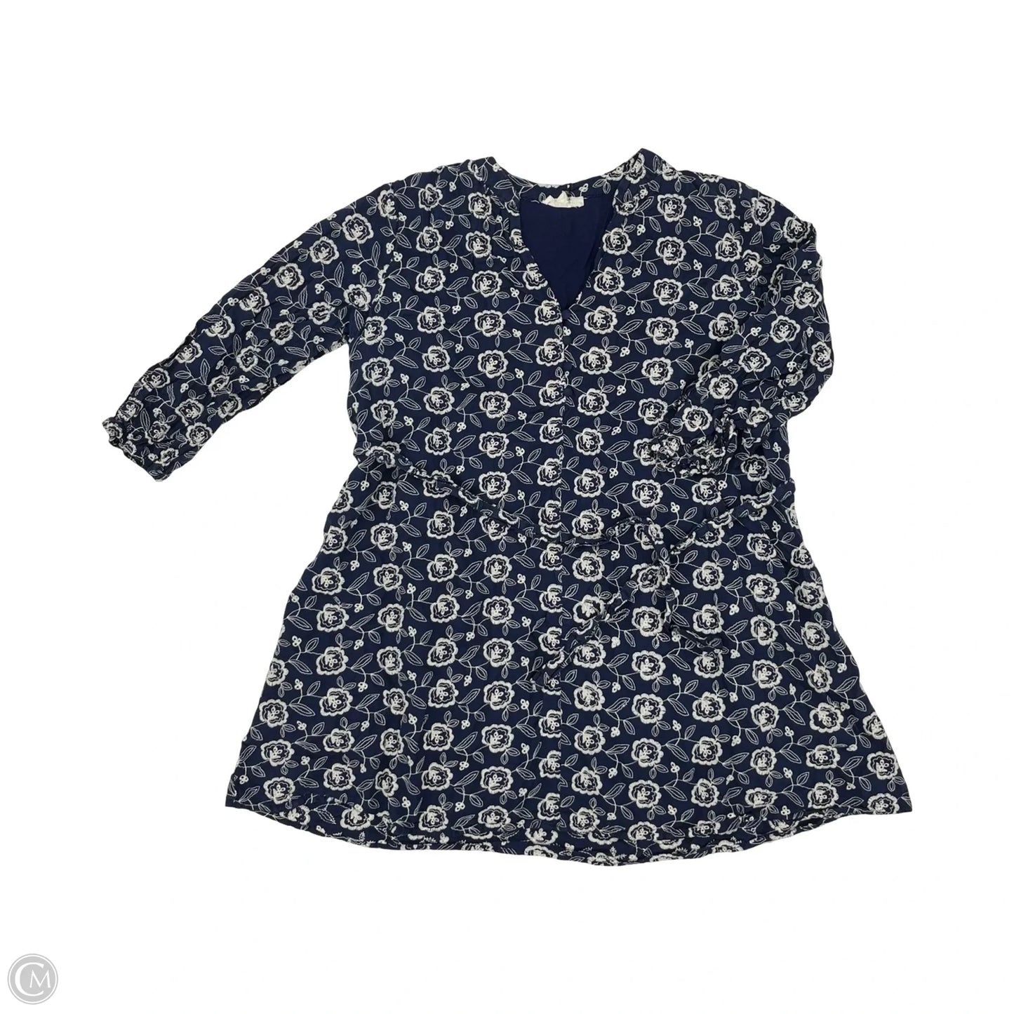 Tunic Long Sleeve By Entro In Blue & White, Size: L