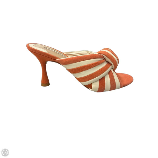 Sandals Heels Kitten By Antonio Melani In Cream & Orange, Size: 8.5