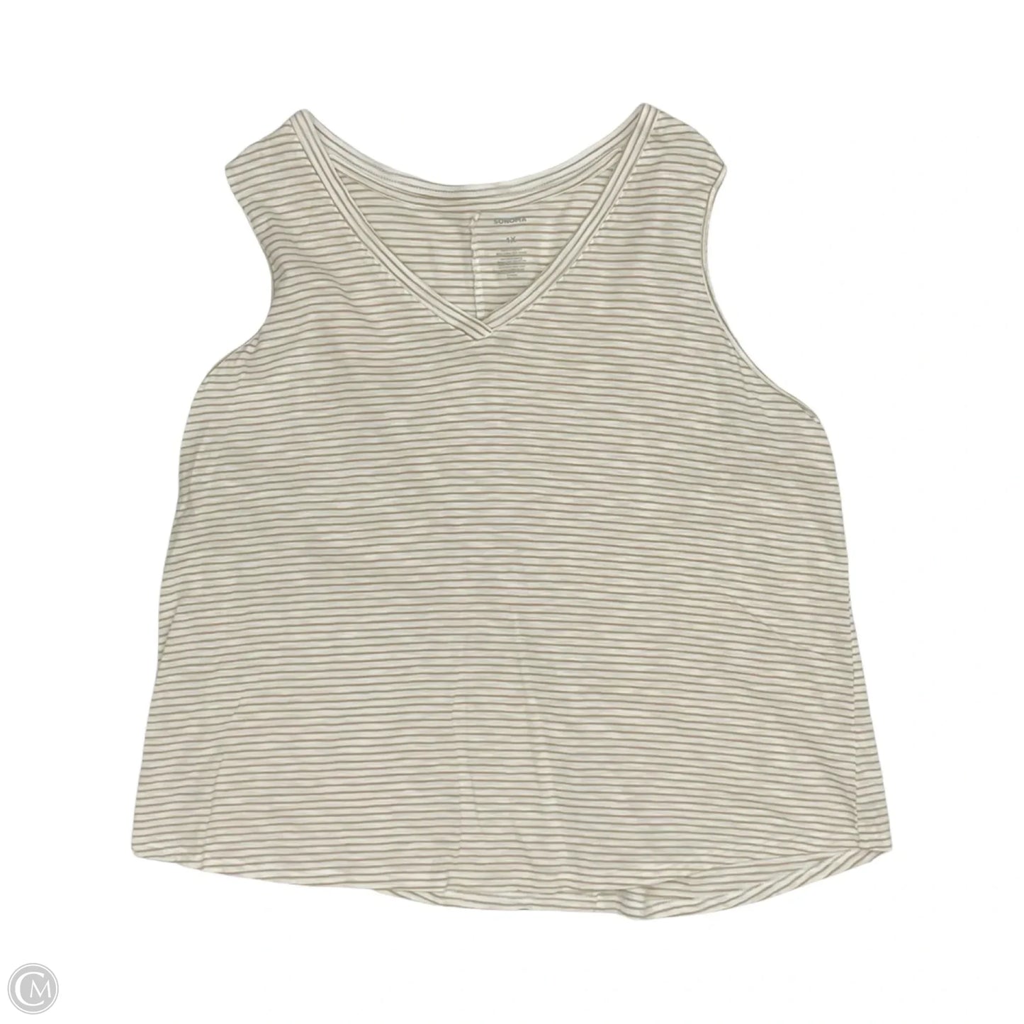 Tank Top By Sonoma In Tan & White, Size: 1x