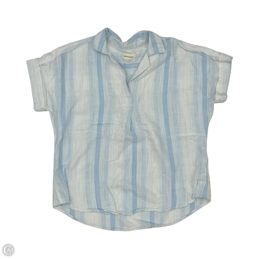 Blouse Short Sleeve By Thread And Supply In Blue & White, Size: S