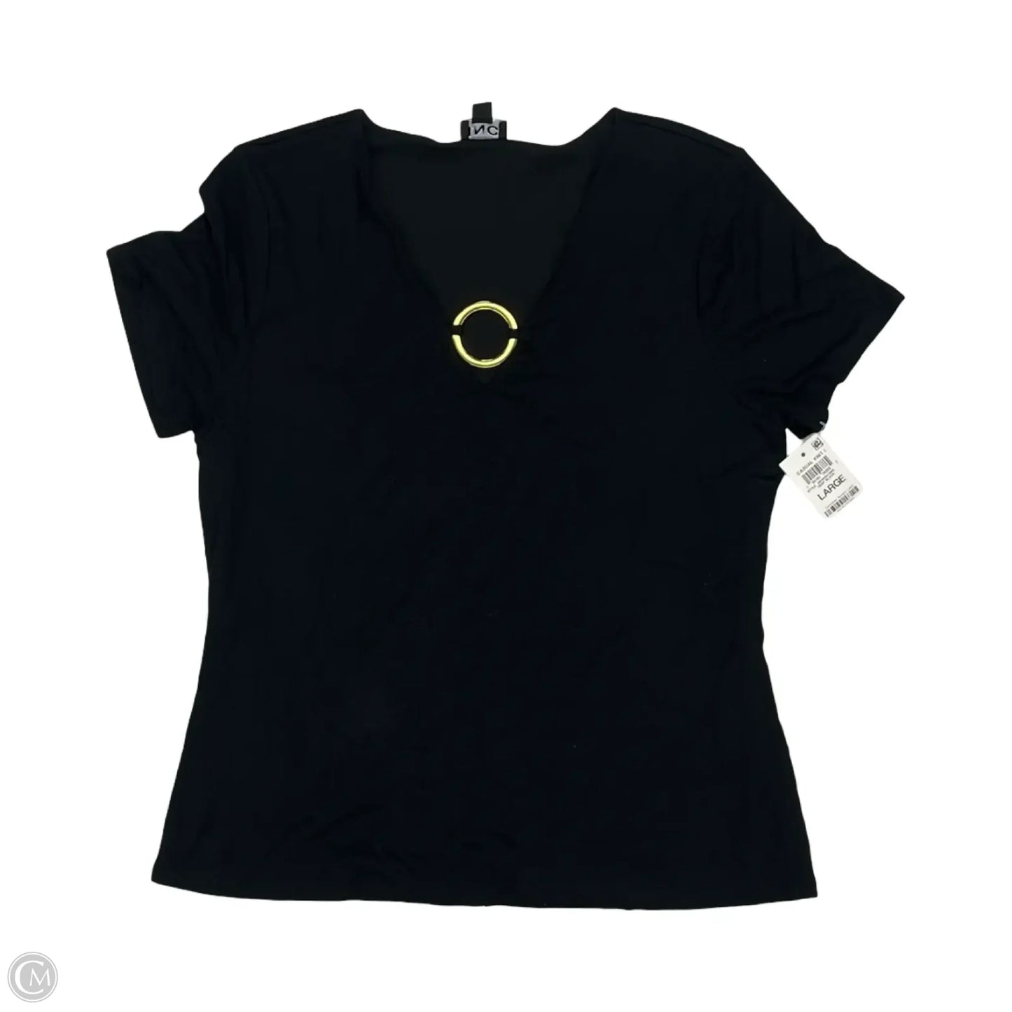 Blouse Short Sleeve By Inc In Black, Size: L