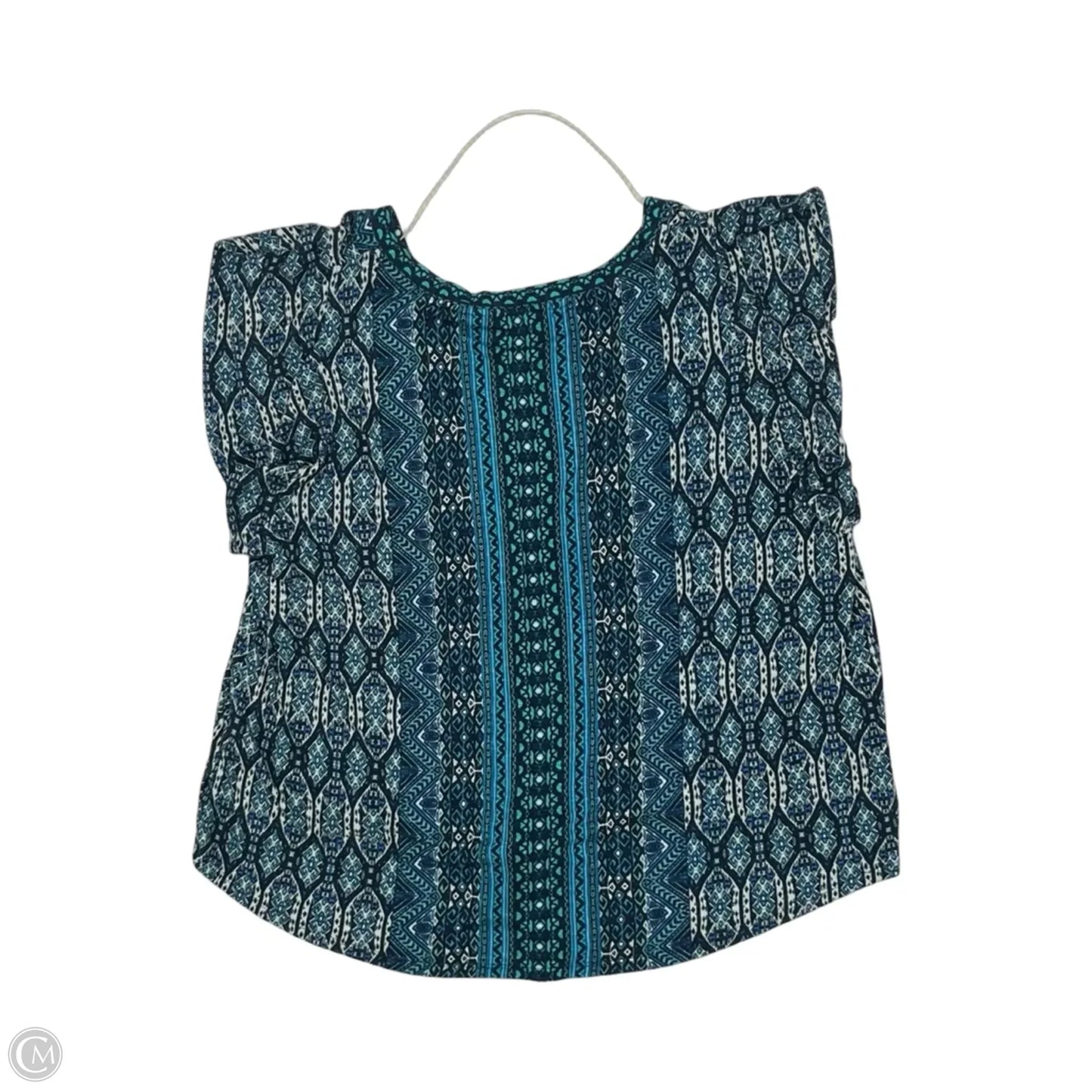 Top Short Sleeve By Democracy In Blue & Green, Size: 2x