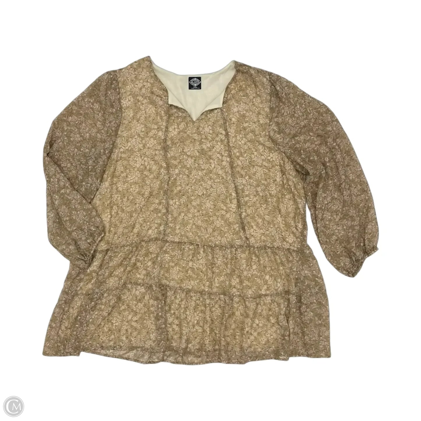 Tunic Long Sleeve By Clothes Mentor In Brown, Size: Xxl