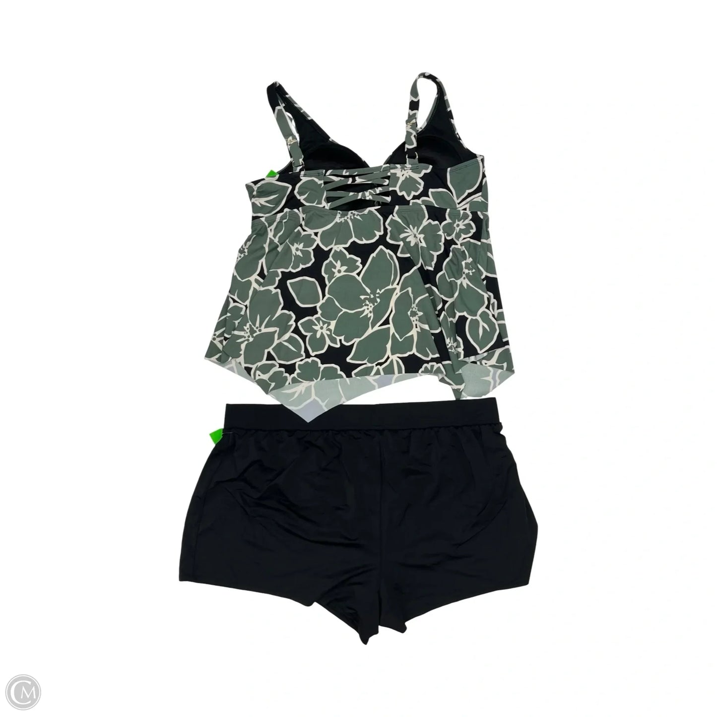 Swimsuit 2pc By Evri In Black & Green, Size: 2x