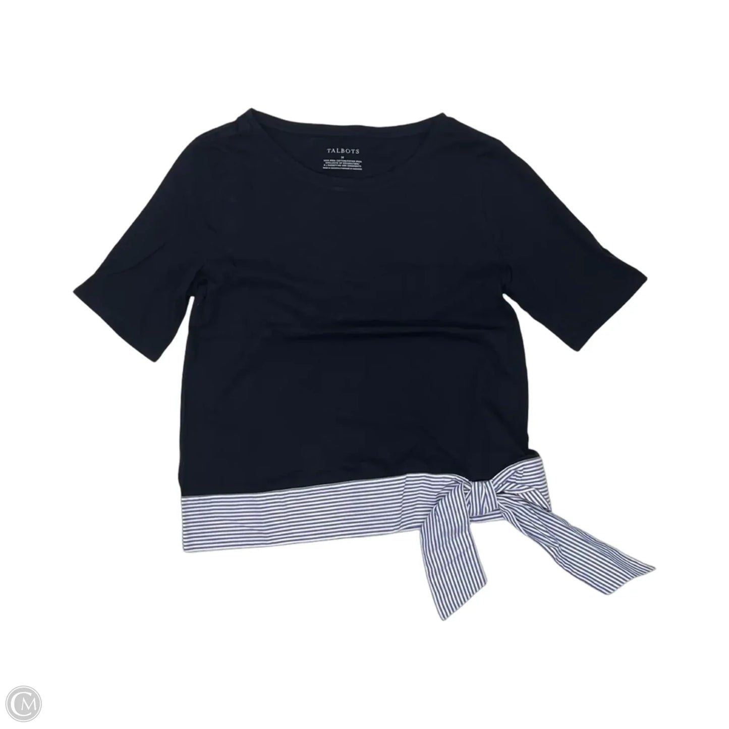 Top Short Sleeve By Talbots In Blue & White, Size: M