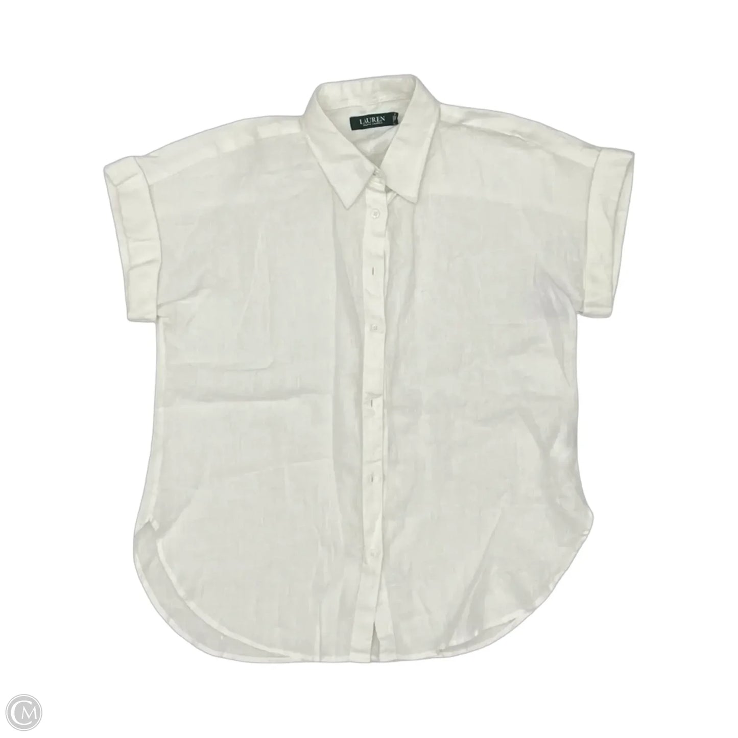 Blouse Short Sleeve By Lauren By Ralph Lauren In White, Size: M
