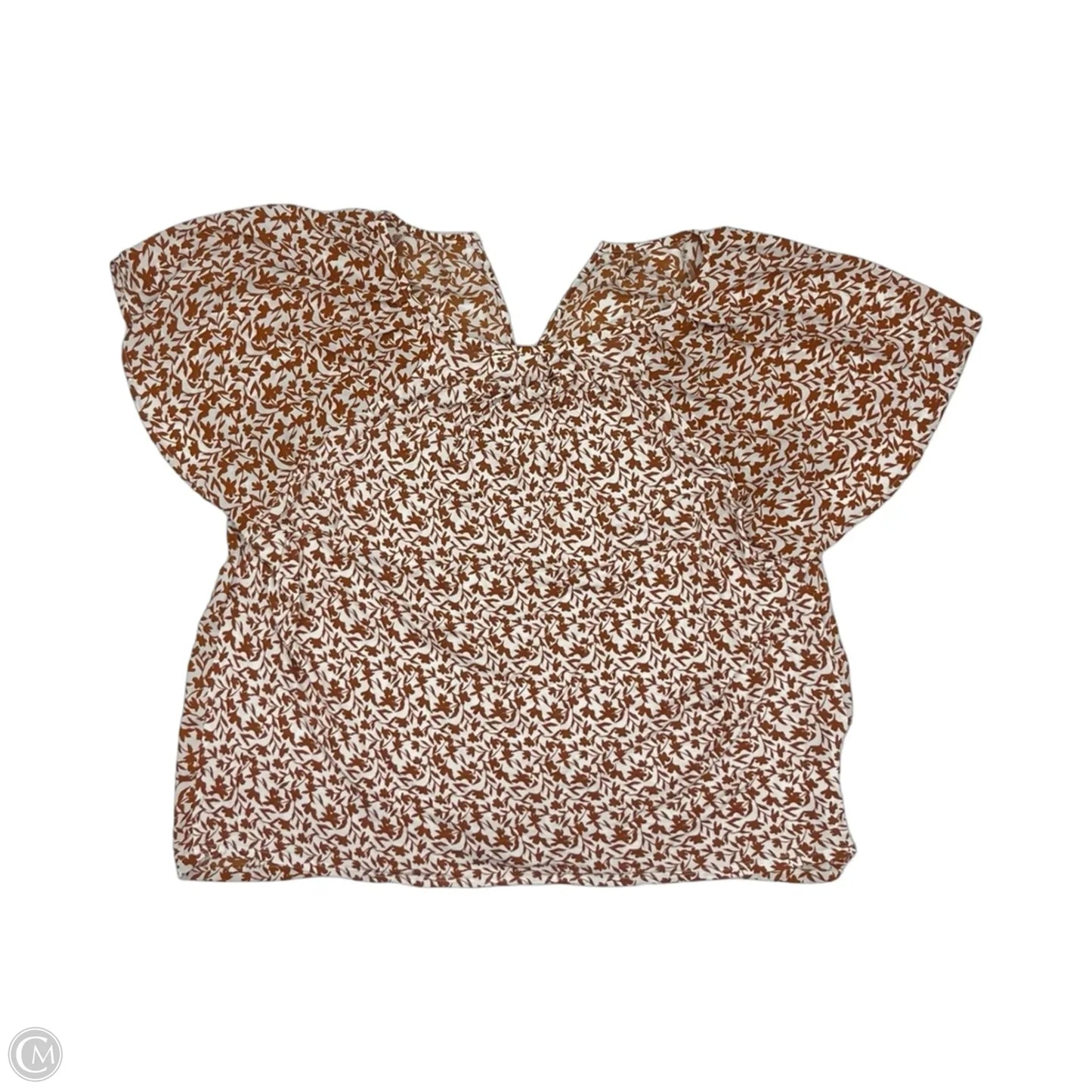 Blouse Short Sleeve By Loft In Orange & White, Size: Xl