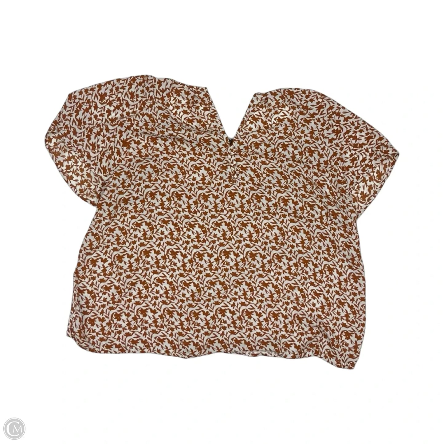 Blouse Short Sleeve By Loft In Orange & White, Size: Xl