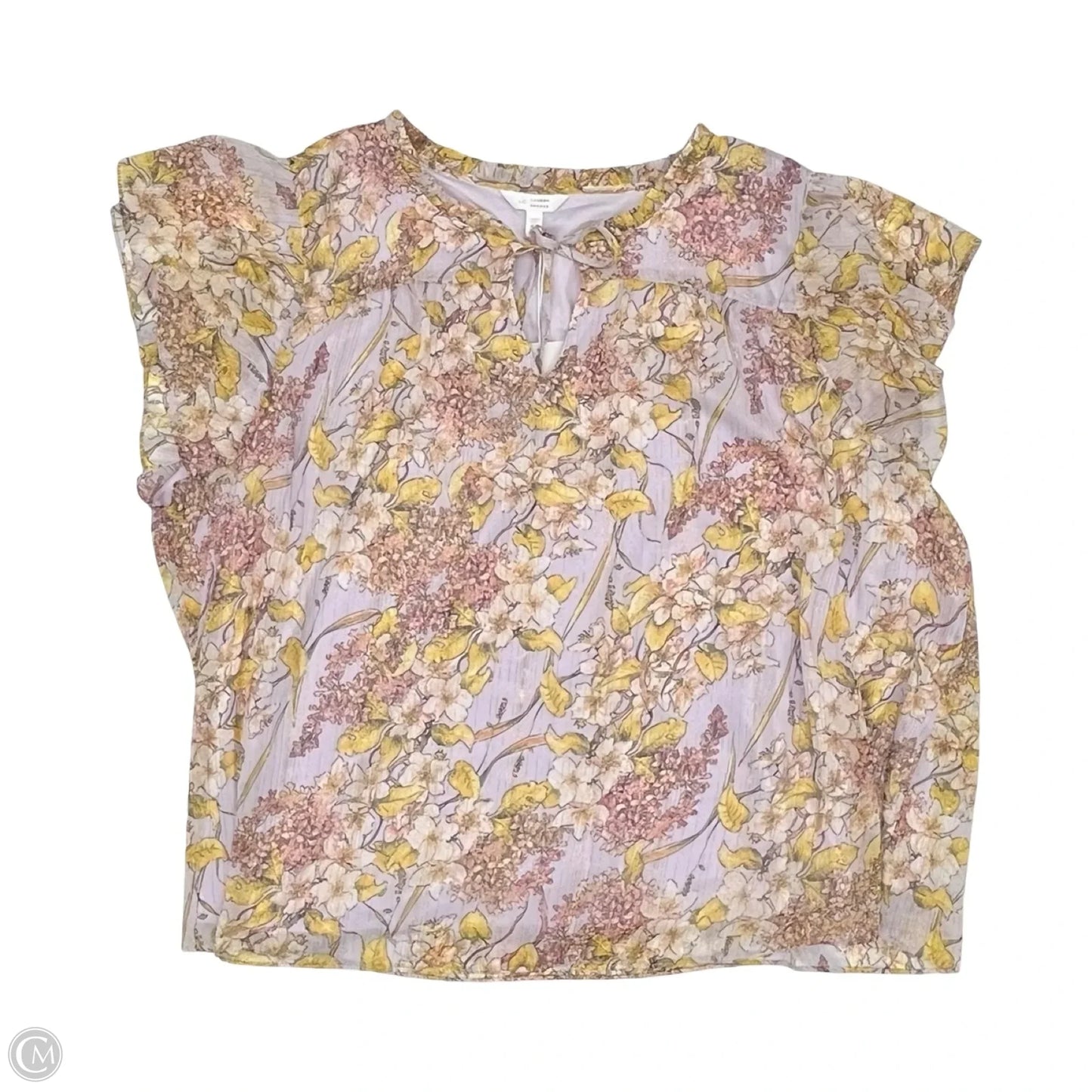 Blouse Short Sleeve By Lc Lauren Conrad In Purple & Yellow, Size: 4x