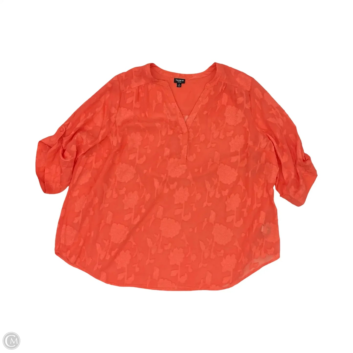Blouse 3/4 Sleeve By Torrid In Orange, Size: 4x