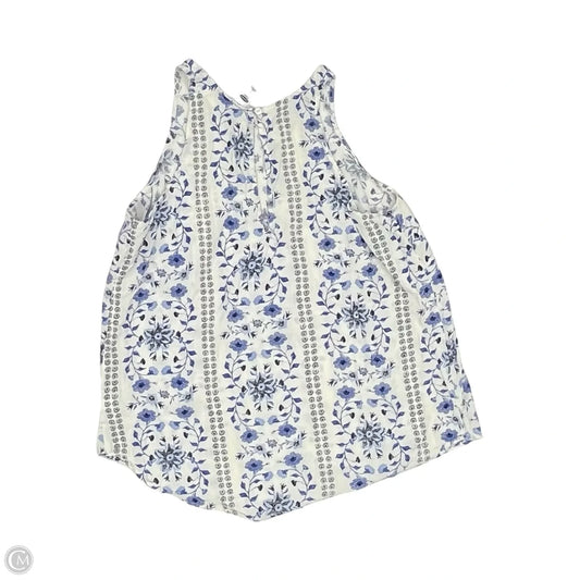 Blouse Sleeveless By Old Navy In Blue & Cream, Size: L