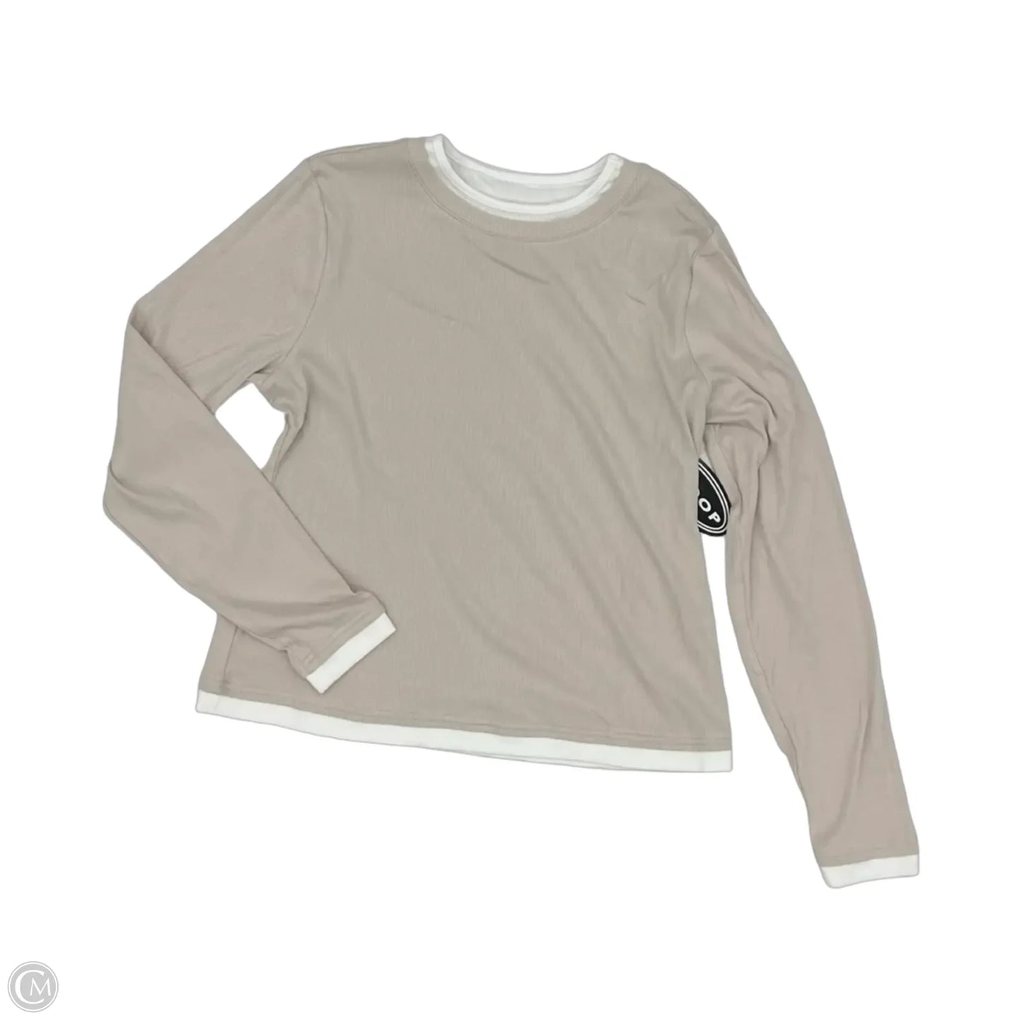Top Long Sleeve By Scoop In Cream & Tan, Size: Xxl