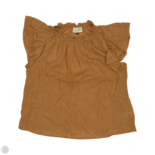 Blouse Short Sleeve By Universal Thread In Brown, Size: L