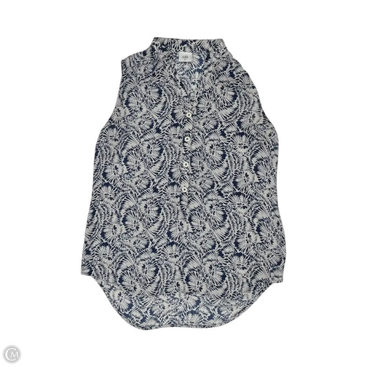 Blouse Sleeveless By Cabi In Blue & Cream, Size: Xs