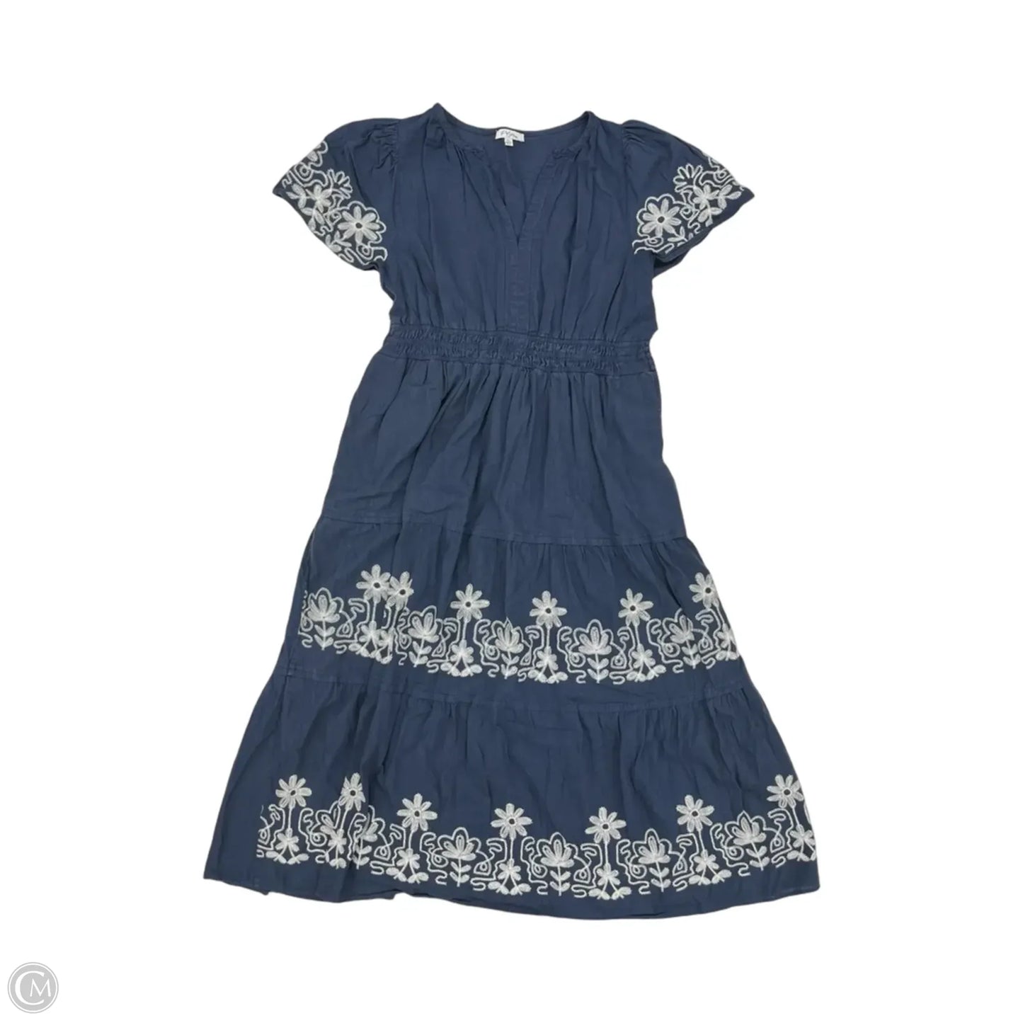 Dress Casual Midi By Polagram In Blue & Cream, Size: 1x
