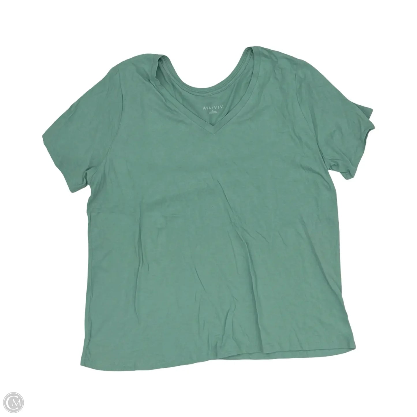 Top Short Sleeve By Ava & Viv In Green, Size: 1x