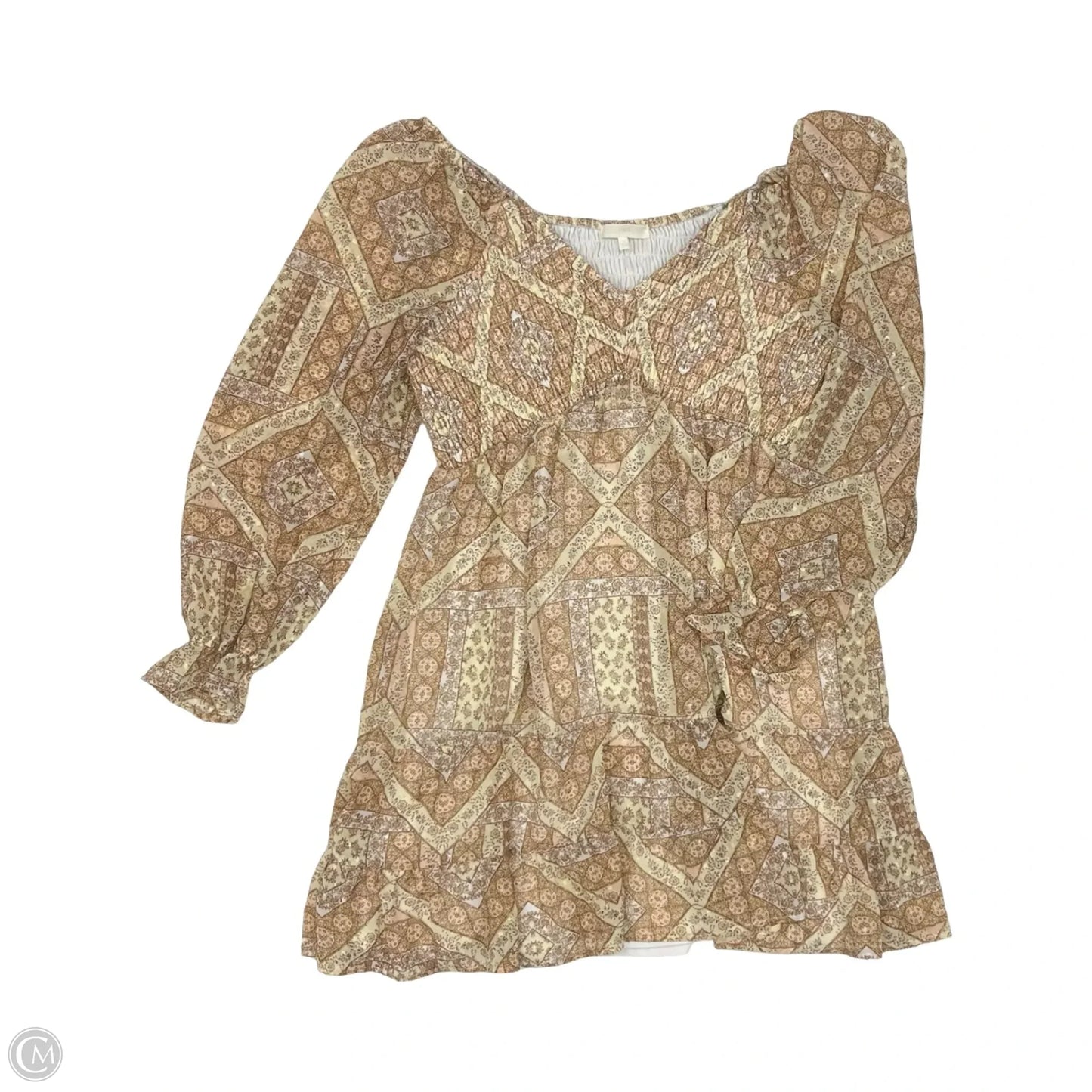 Dress Party Short By Ultra Flirt In Tan & Yellow, Size: 1x