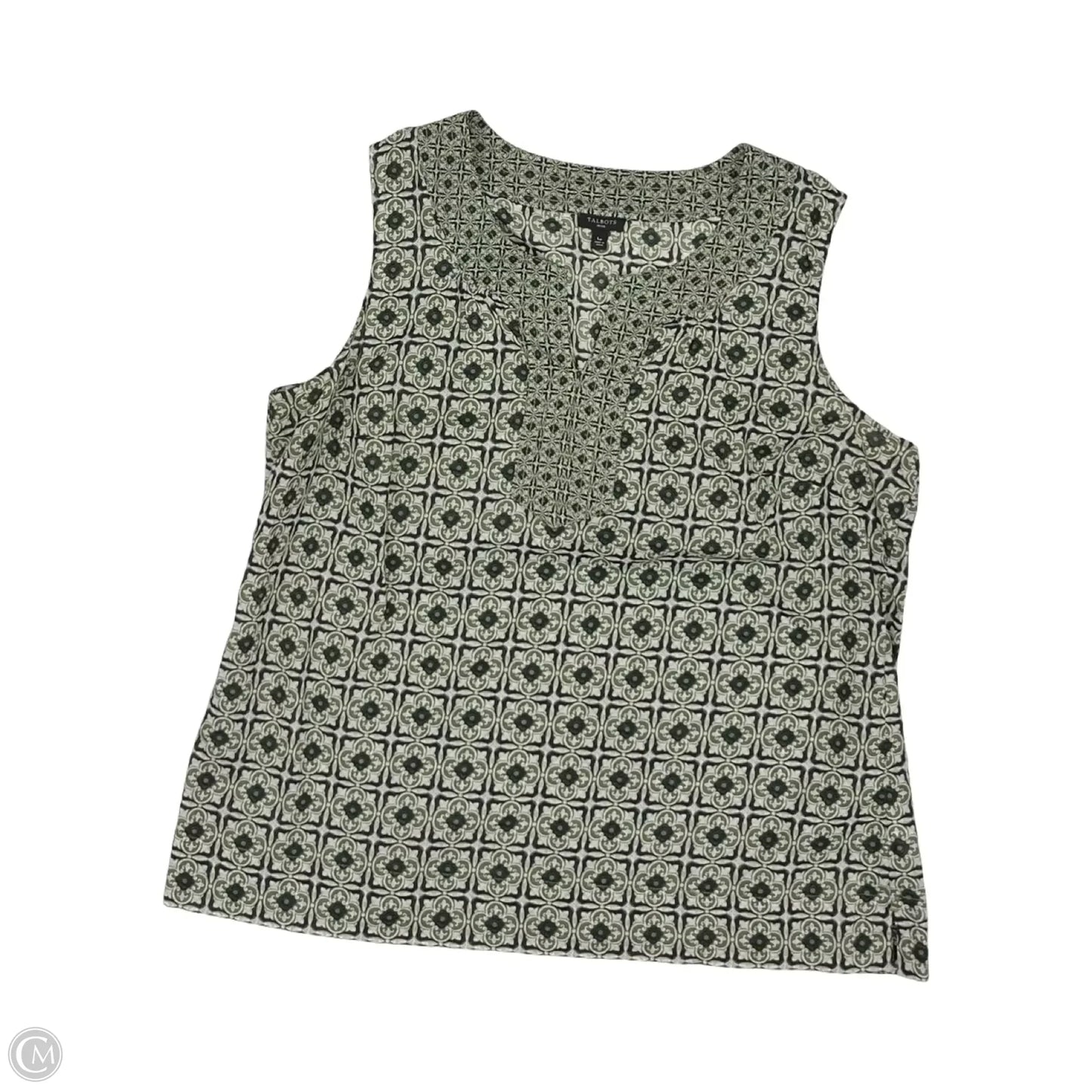 Blouse Sleeveless By Talbots In Black & Green, Size: Lp