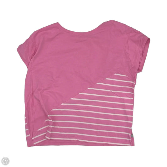 Top Short Sleeve By Talbots In Pink & White, Size: L