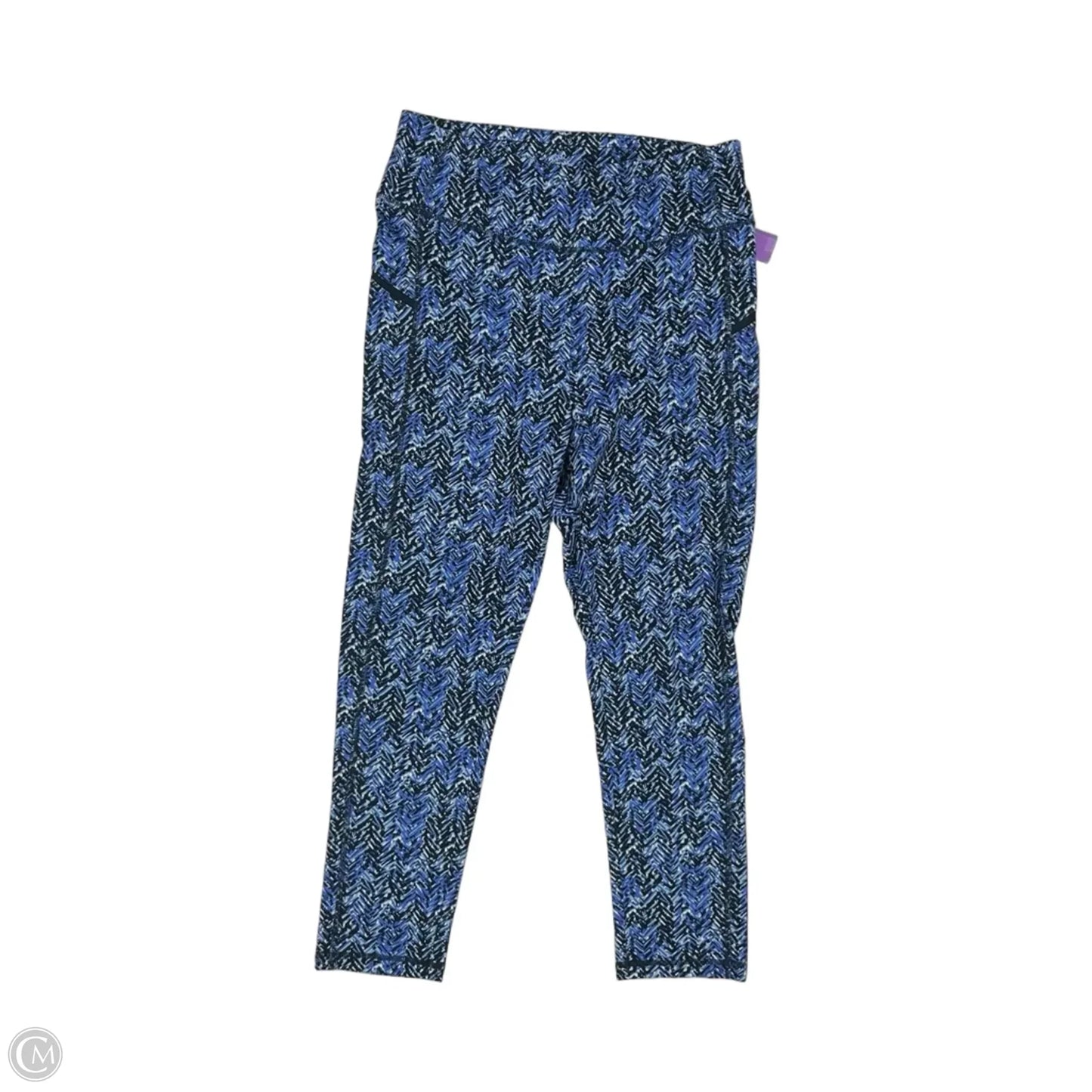 Athletic Leggings By Talbots In Black & Blue, Size: L