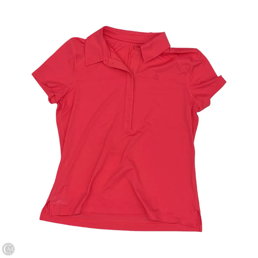Athletic Top Short Sleeve By Lululemon In Pink, Size: L
