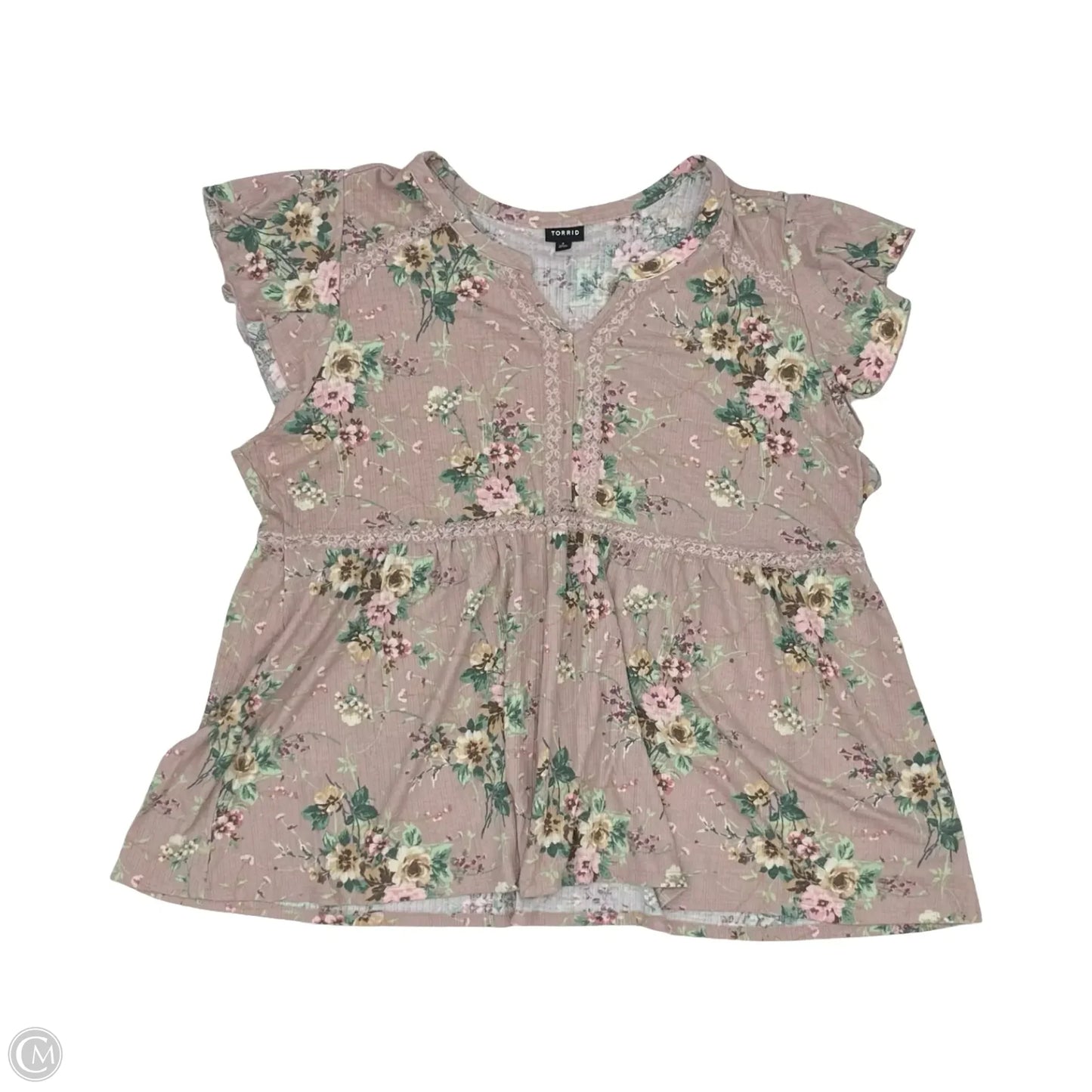 Blouse Short Sleeve By Torrid In Floral Print, Size: 4x