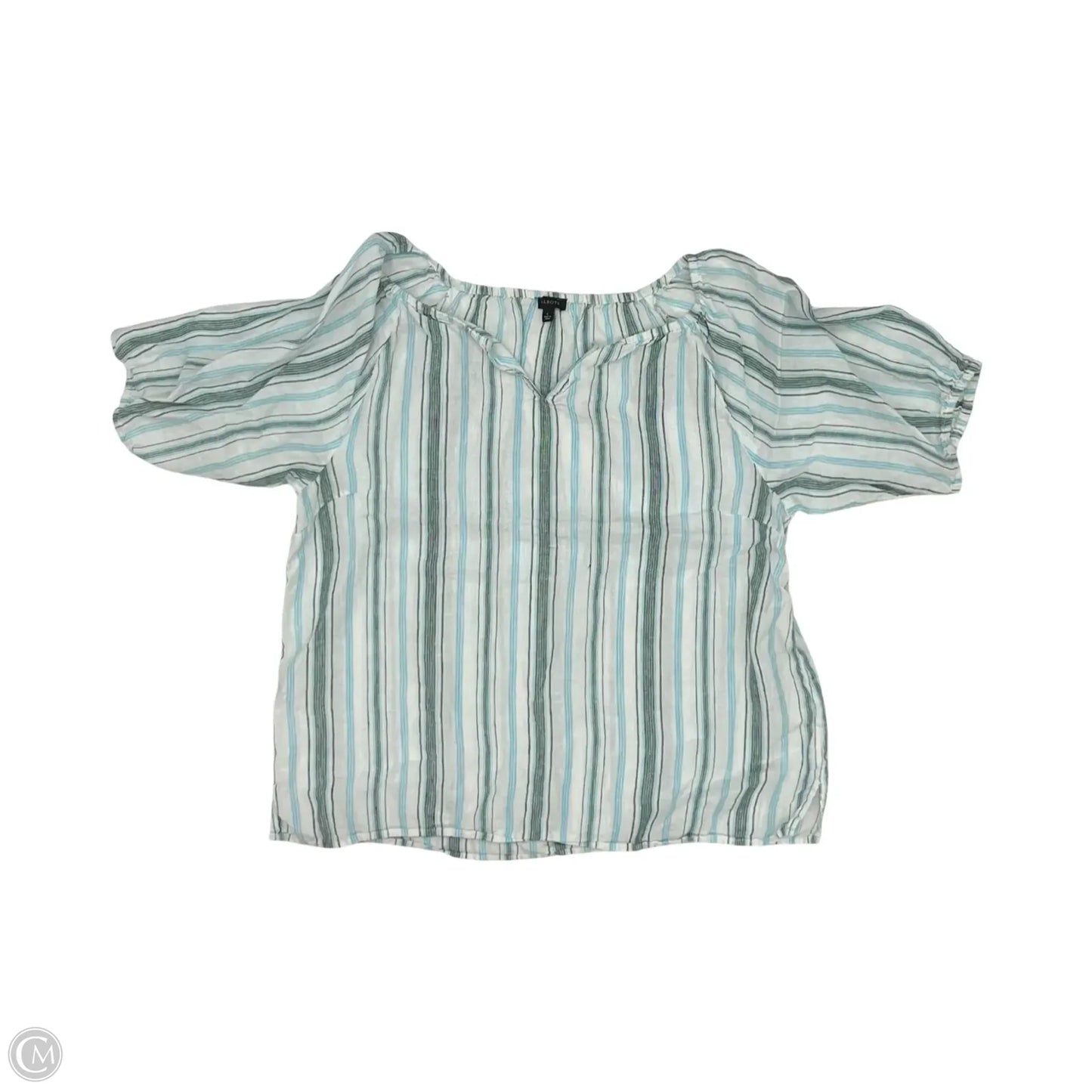 Blouse Short Sleeve By Talbots In Striped Pattern, Size: L