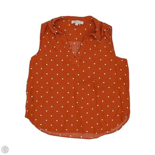 Blouse Sleeveless By Loft In Polkadot Pattern, Size: L