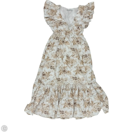 Dress Party Midi By Abercrombie And Fitch In Brown & Cream, Size: Xs