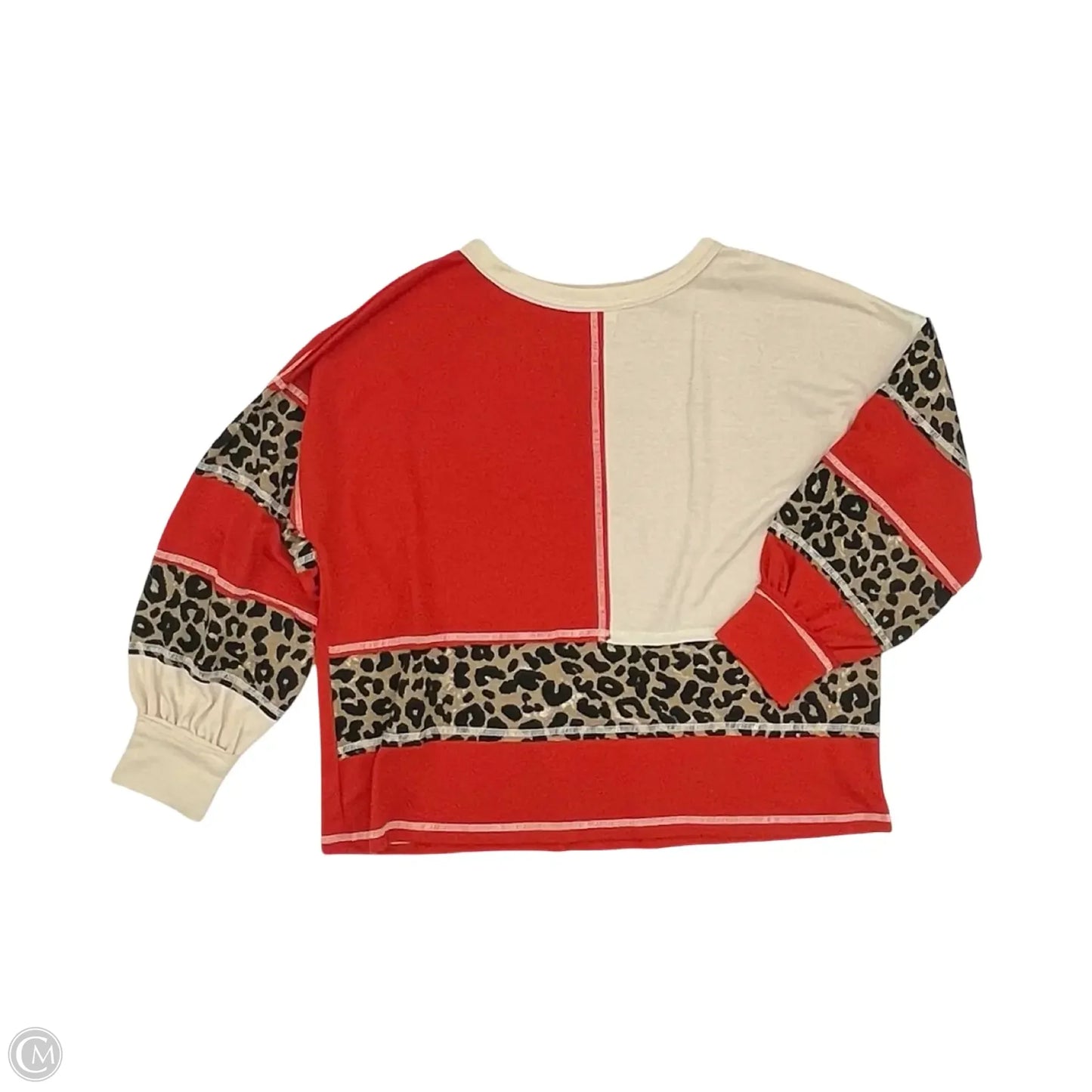 Top Long Sleeve By Bibi In Orange & Tan, Size: M