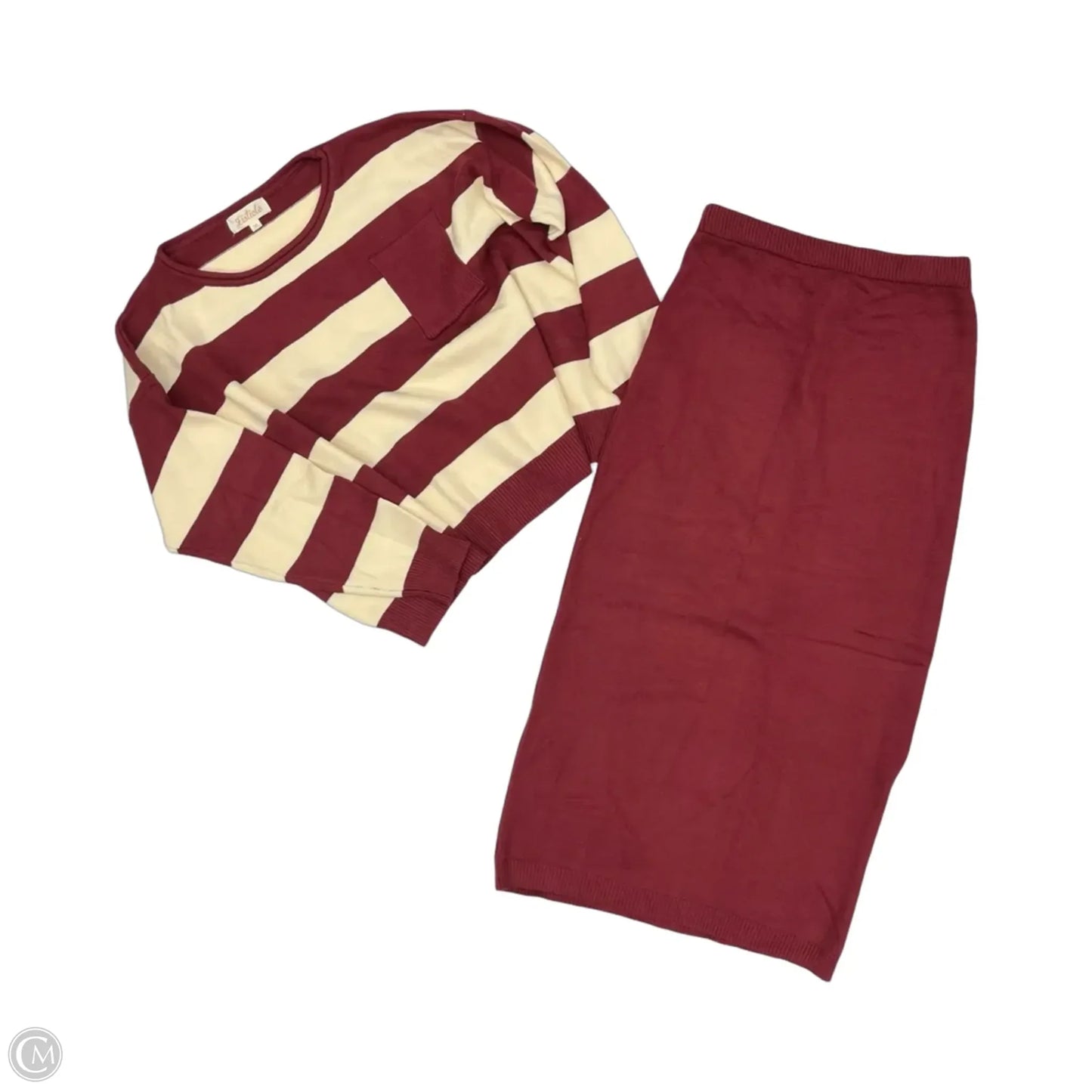Skirt Set 2pc By Listicle In Cream & Red, Size: L