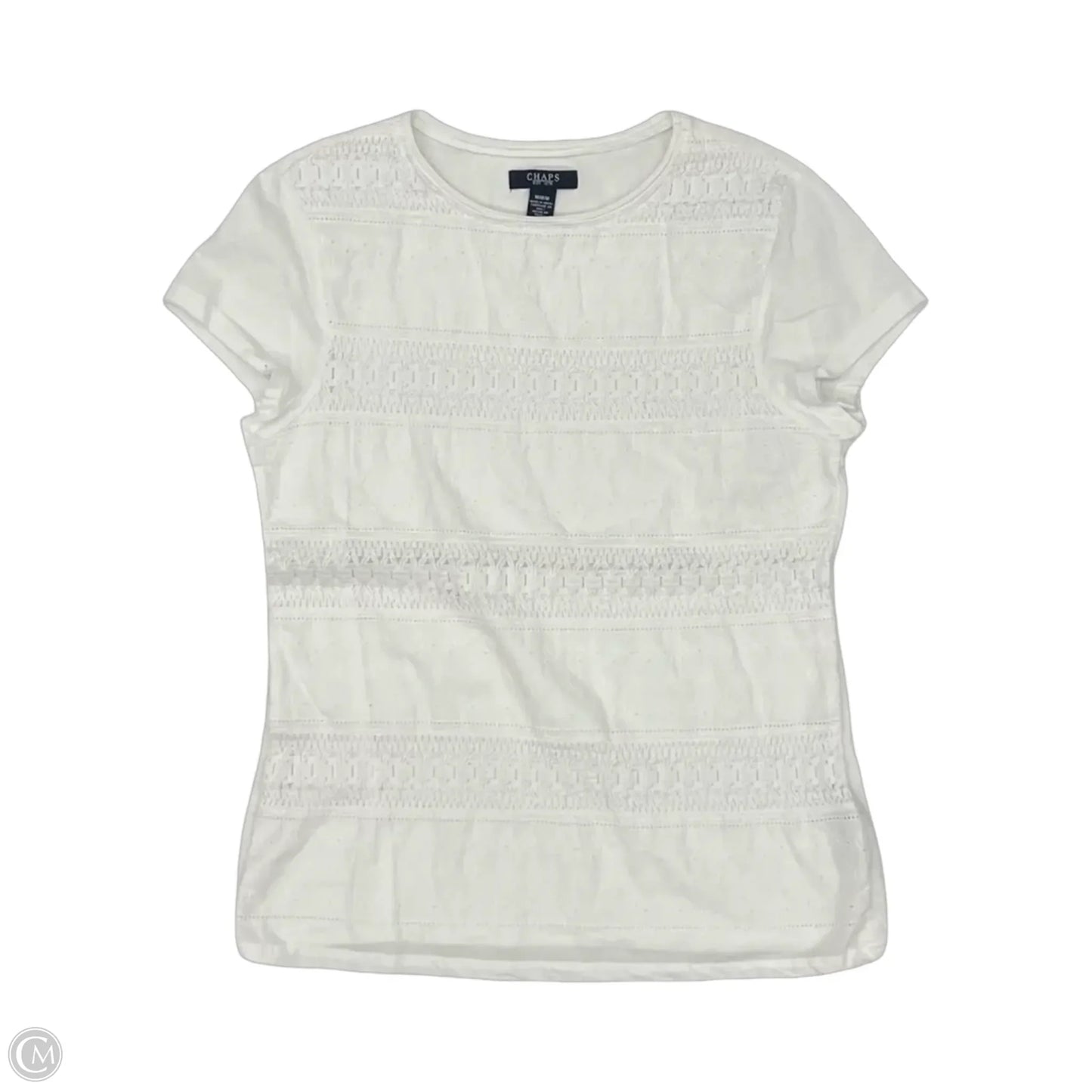Top Short Sleeve By Chaps In Cream, Size: M