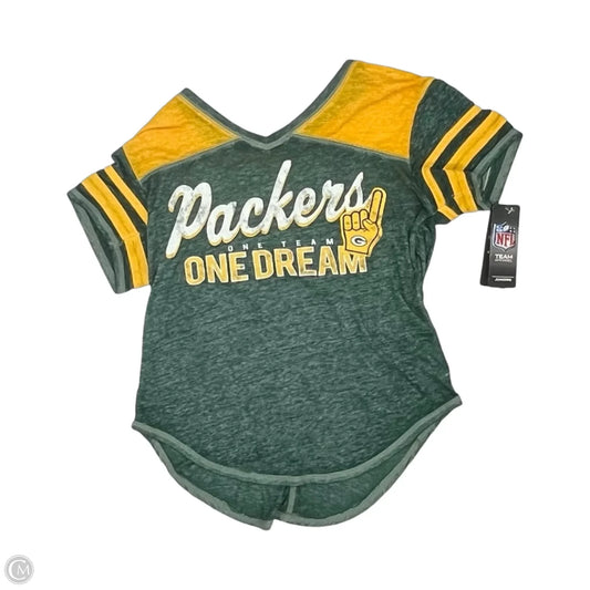 Athletic Top Short Sleeve By Nfl In Green & Yellow, Size: L