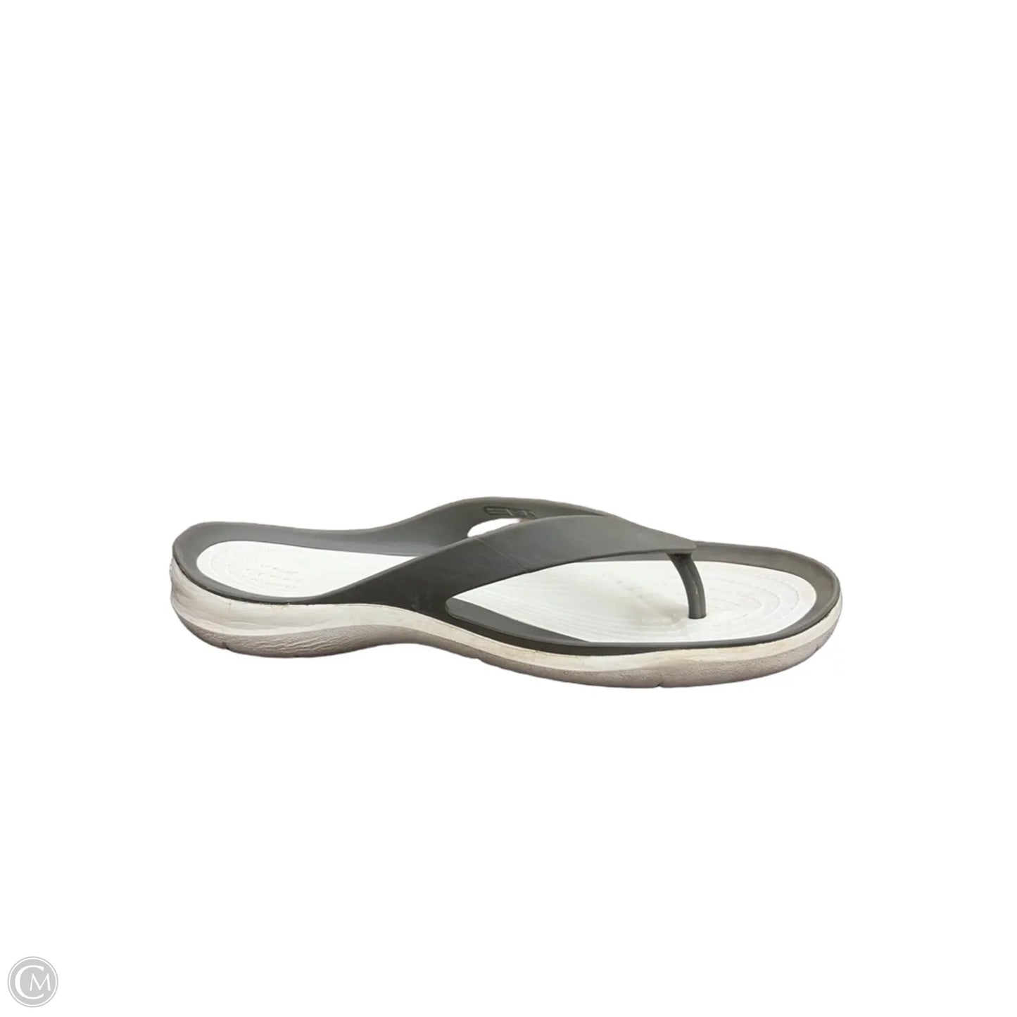 Sandals Flip Flops By Crocs In Grey, Size: 9