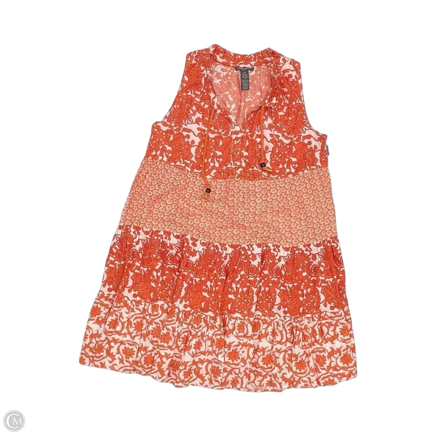 Dress Casual Midi By Chelsea And Theodore In Orange & White, Size: L