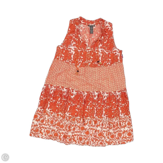 Dress Casual Midi By Chelsea And Theodore In Orange & White, Size: L