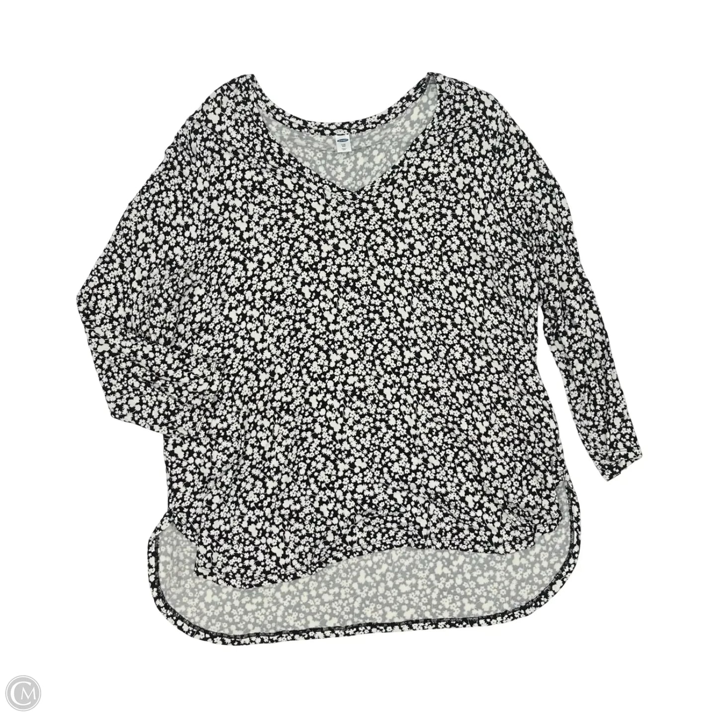 Top Long Sleeve By Old Navy In Black & Cream, Size: Xxl