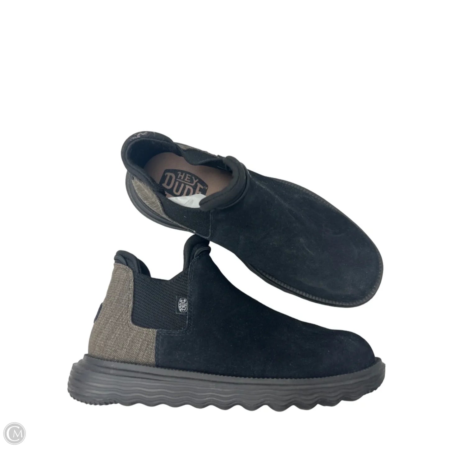 Shoes Sneakers By Hey Dude In Black & Brown, Size: 9