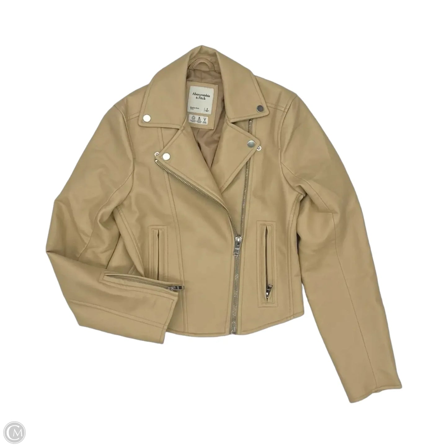 Jacket Moto By Abercrombie And Fitch In Tan, Size: S