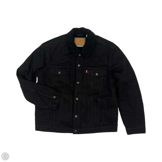 Jacket Denim By Levis In Black Denim, Size: L