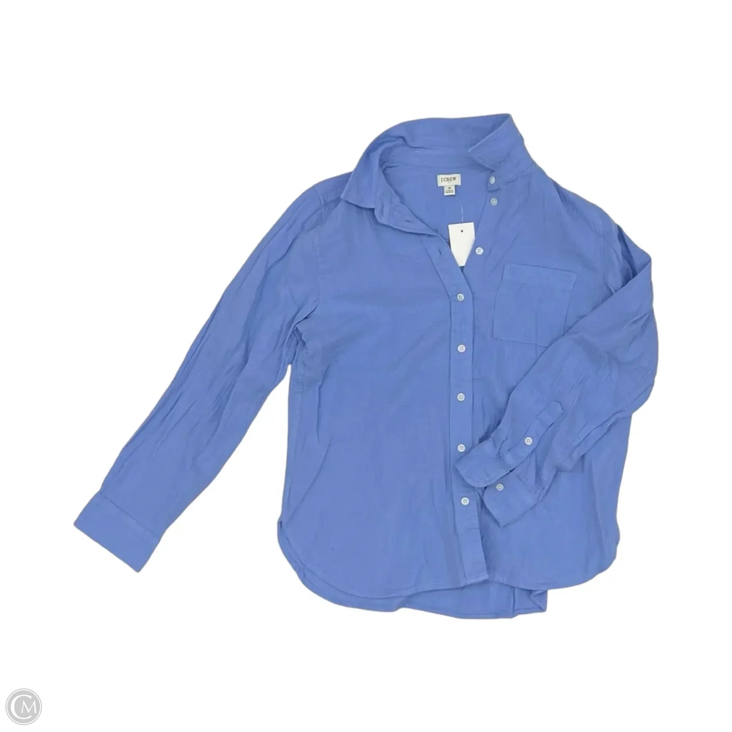 Top Long Sleeve By Zac And Rachel In Blue & White, Size: L