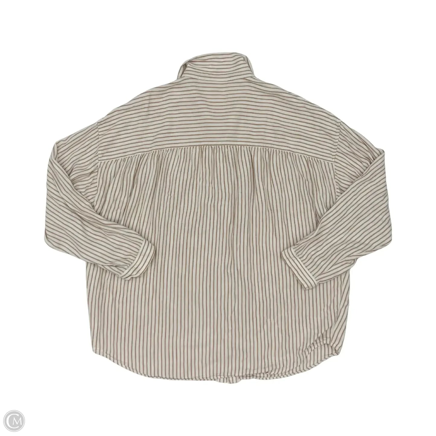 Blouse Long Sleeve By Saltwater Luxe In Brown & Cream, Size: L