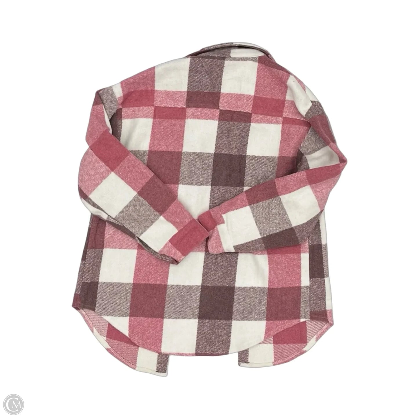 Jacket Shirt By Cmf In Pink & White, Size: M