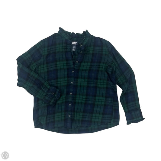 Top Long Sleeve By Lands End In Blue & Green, Size: M