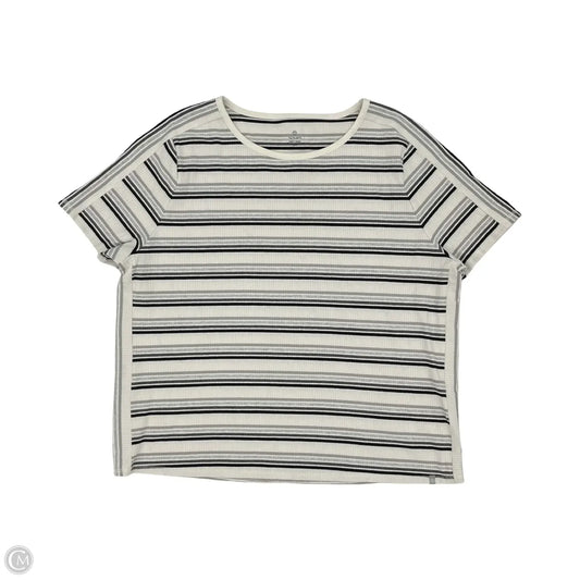 Top Short Sleeve By Talbots In Grey & White, Size: 3x