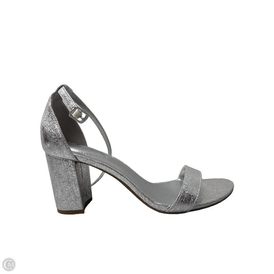 Sandals Heels Block By Bandolino In Silver, Size: 9.5