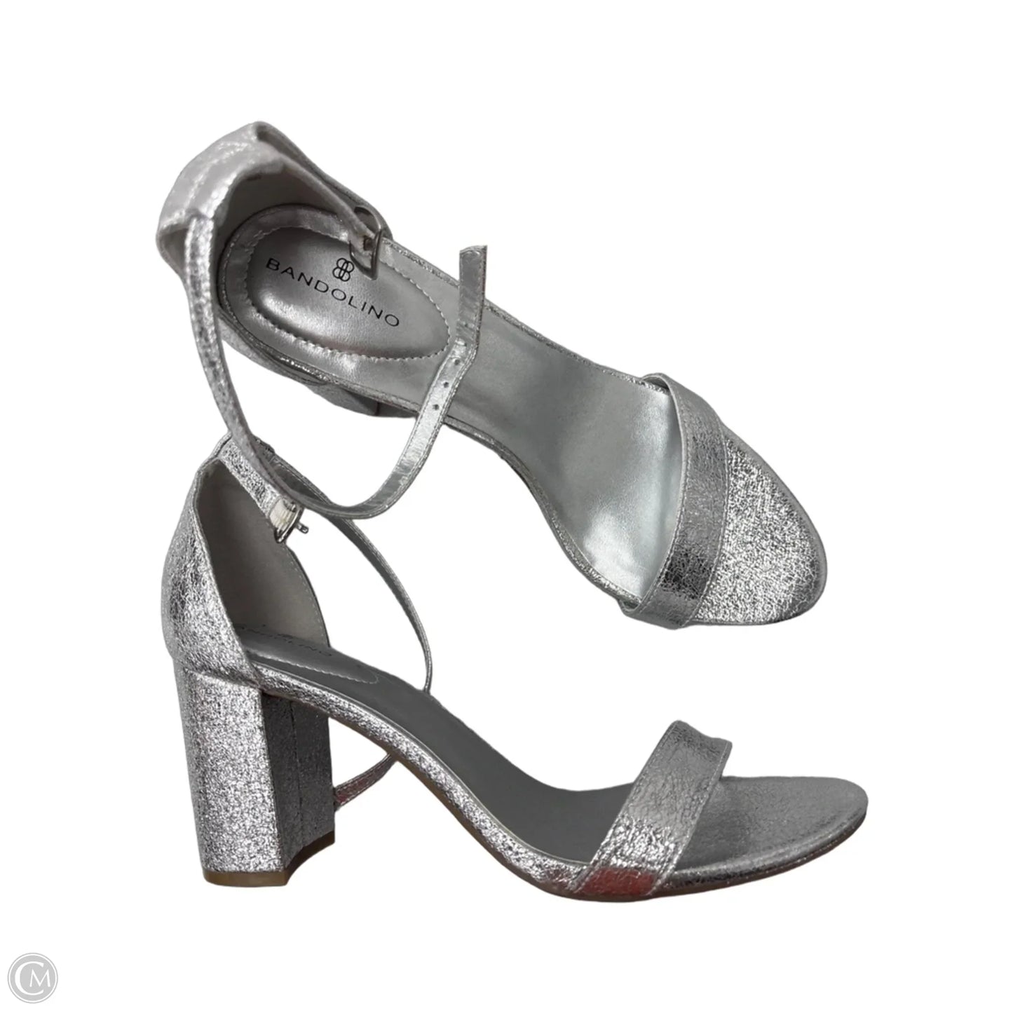 Sandals Heels Block By Bandolino In Silver, Size: 9.5