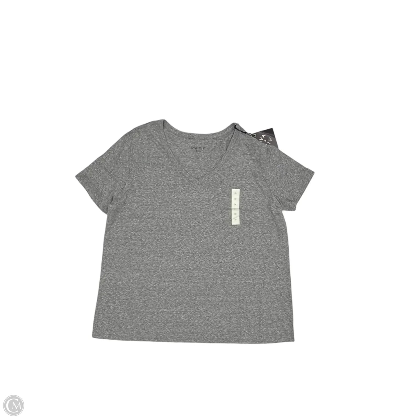 Top Short Sleeve Basic By Ava & Viv In Grey, Size: 2x