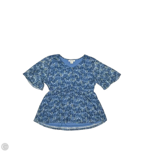 Blouse Short Sleeve By Skyes The Limit In Blue, Size: 1x
